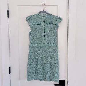 She + Sky: Seafoam green dress - lace, mock neck